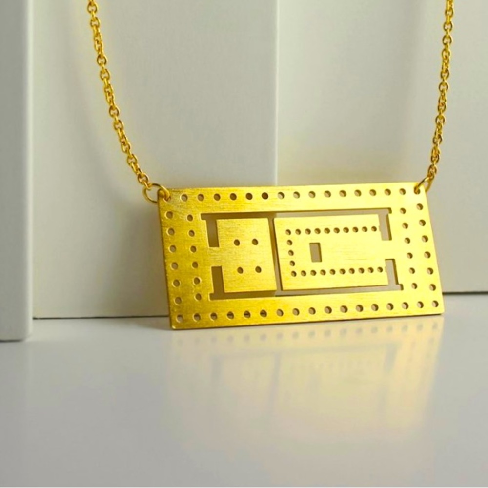 24kt Gold-Plated Sterling Silver Necklace, Greek Parthenon Design